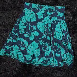 LOFT Tropical leaf circle skater skirt